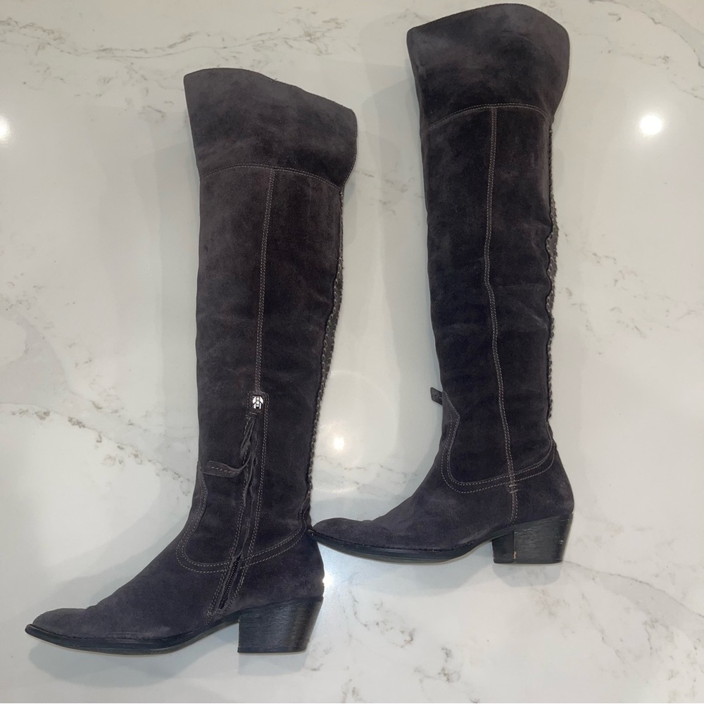 Dolce Vita Over-the-Knee Suede Boots in Gray